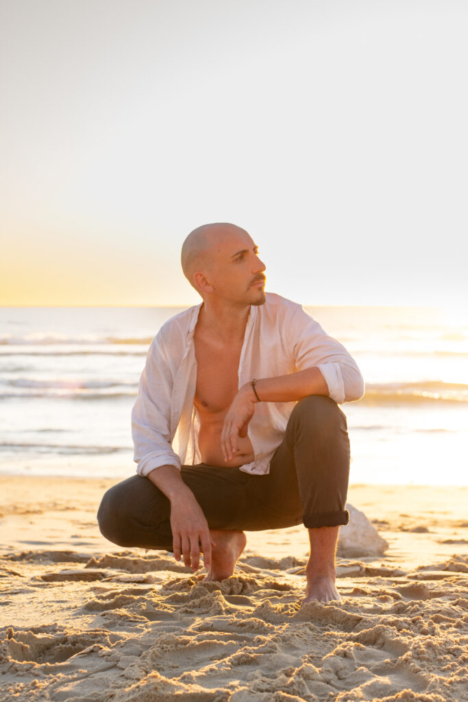 portrait homme, shooting sunset, shooting portrait, homme sur la plage